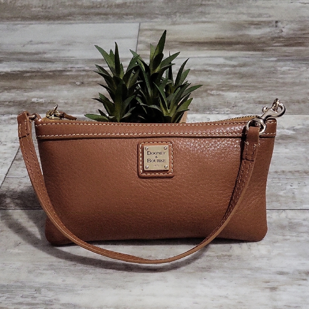 Dooney & Bourke Brown Leather Wristlet Clutch